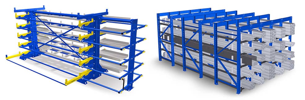 Blue cantilever rack and honeycomb rack